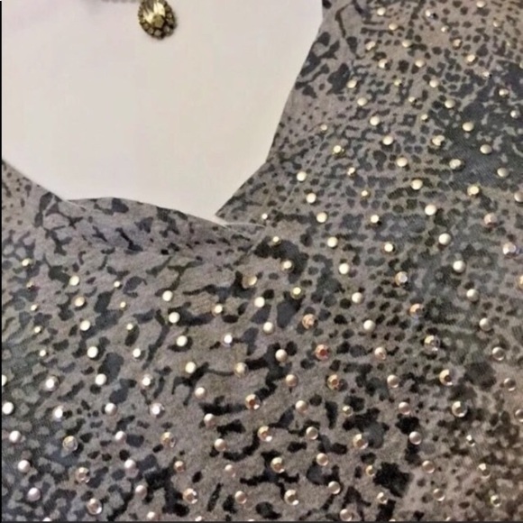 Calvin Klein rare reptile quick dry STUD striped stretch snake Pattern top S - Picture 2 of 8